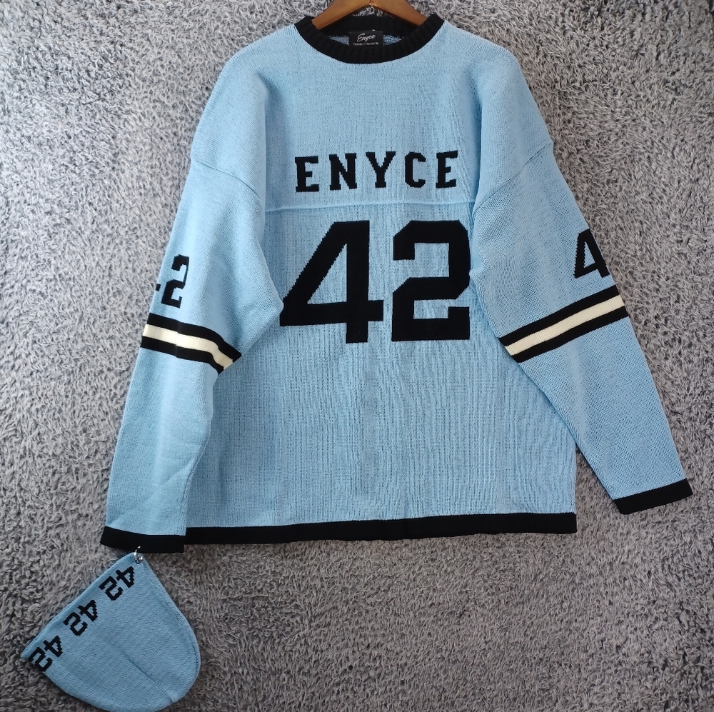 Vintage Enyce Sweater Mens 2X XXL Blue Cap Set Y2K Hip Hop USA Made Crewneck